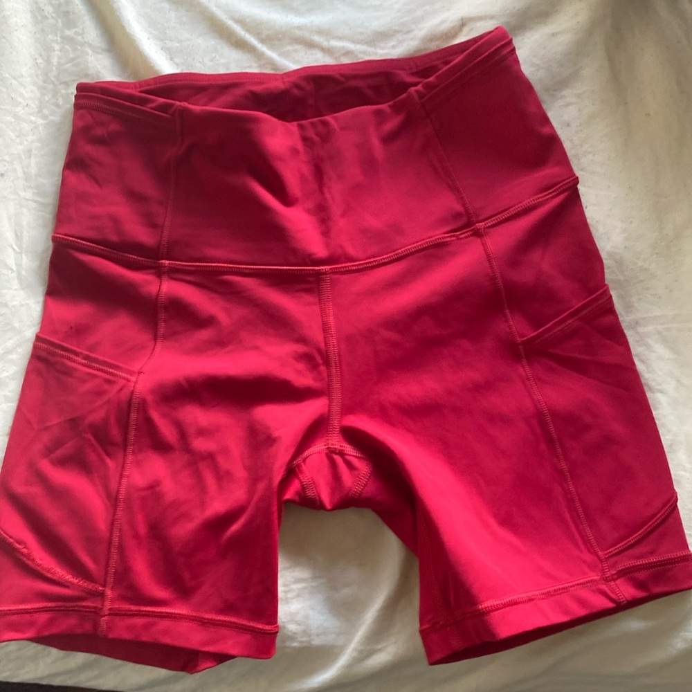 Red Lululemon Biker shorts